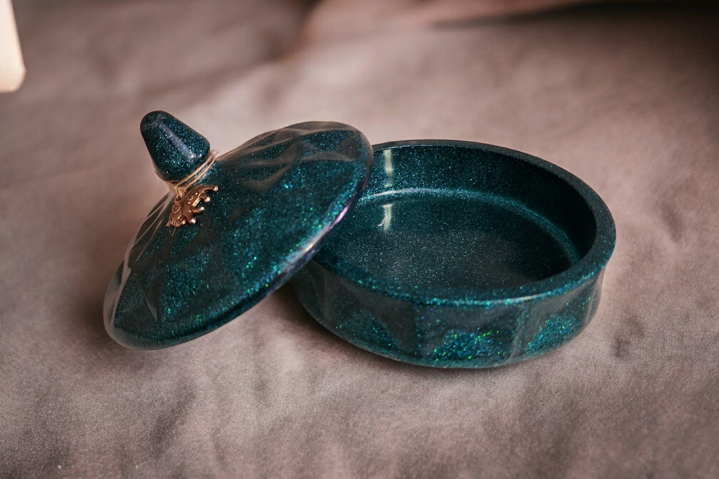 Teal glitter magic jewelry box