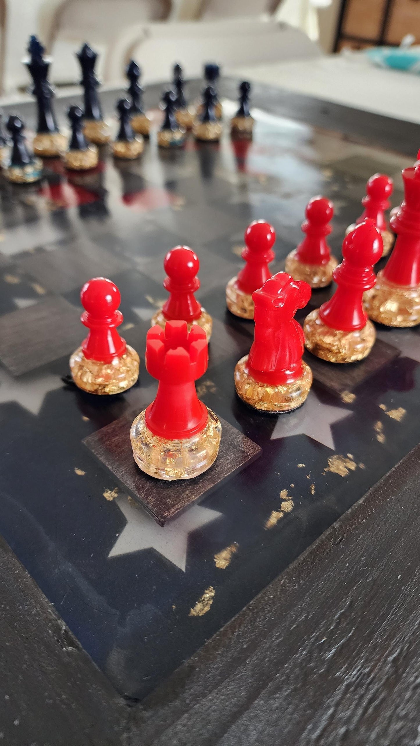 Custom Wood and resin chess set with or without wooden box
