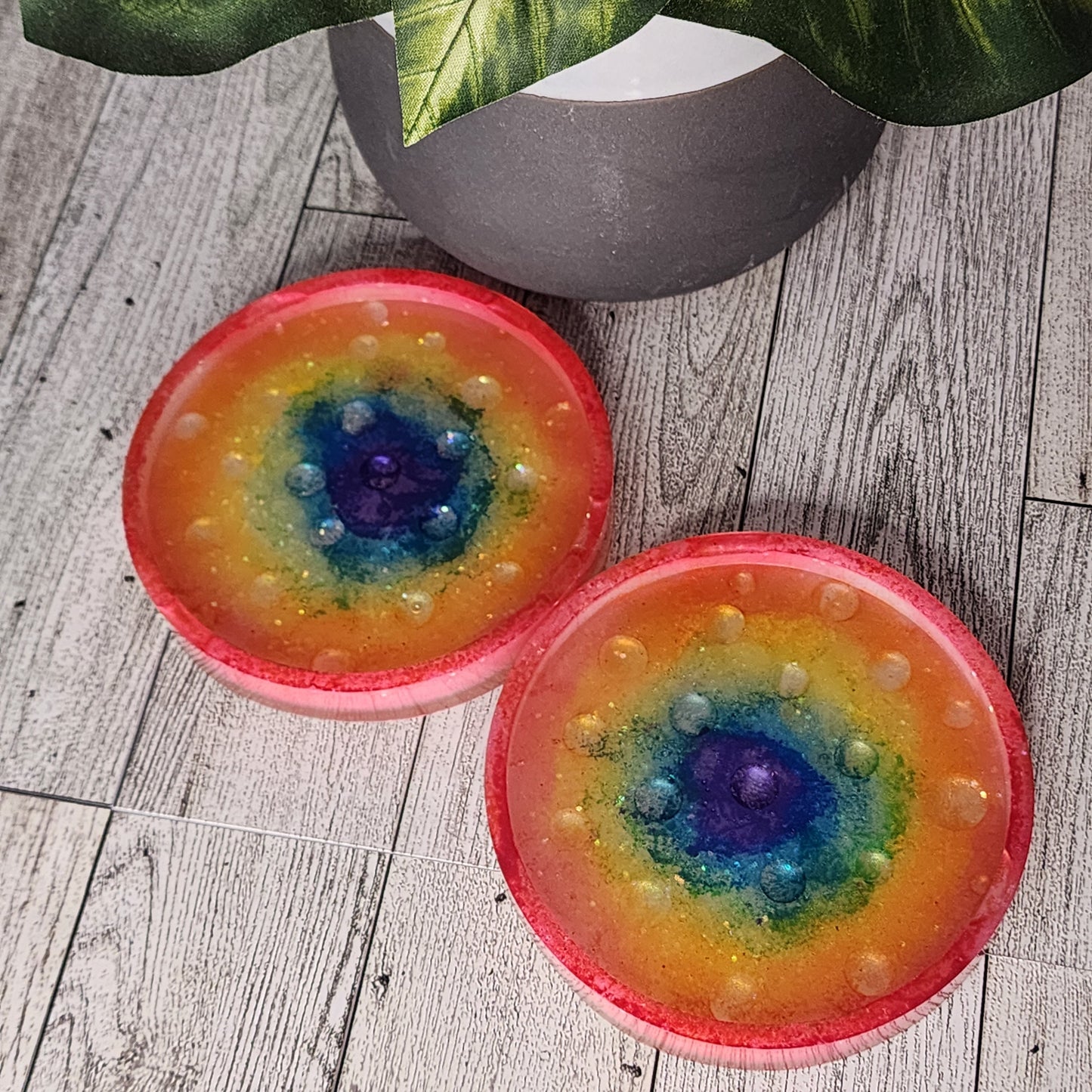 Whimsical resin coasters - set of 2