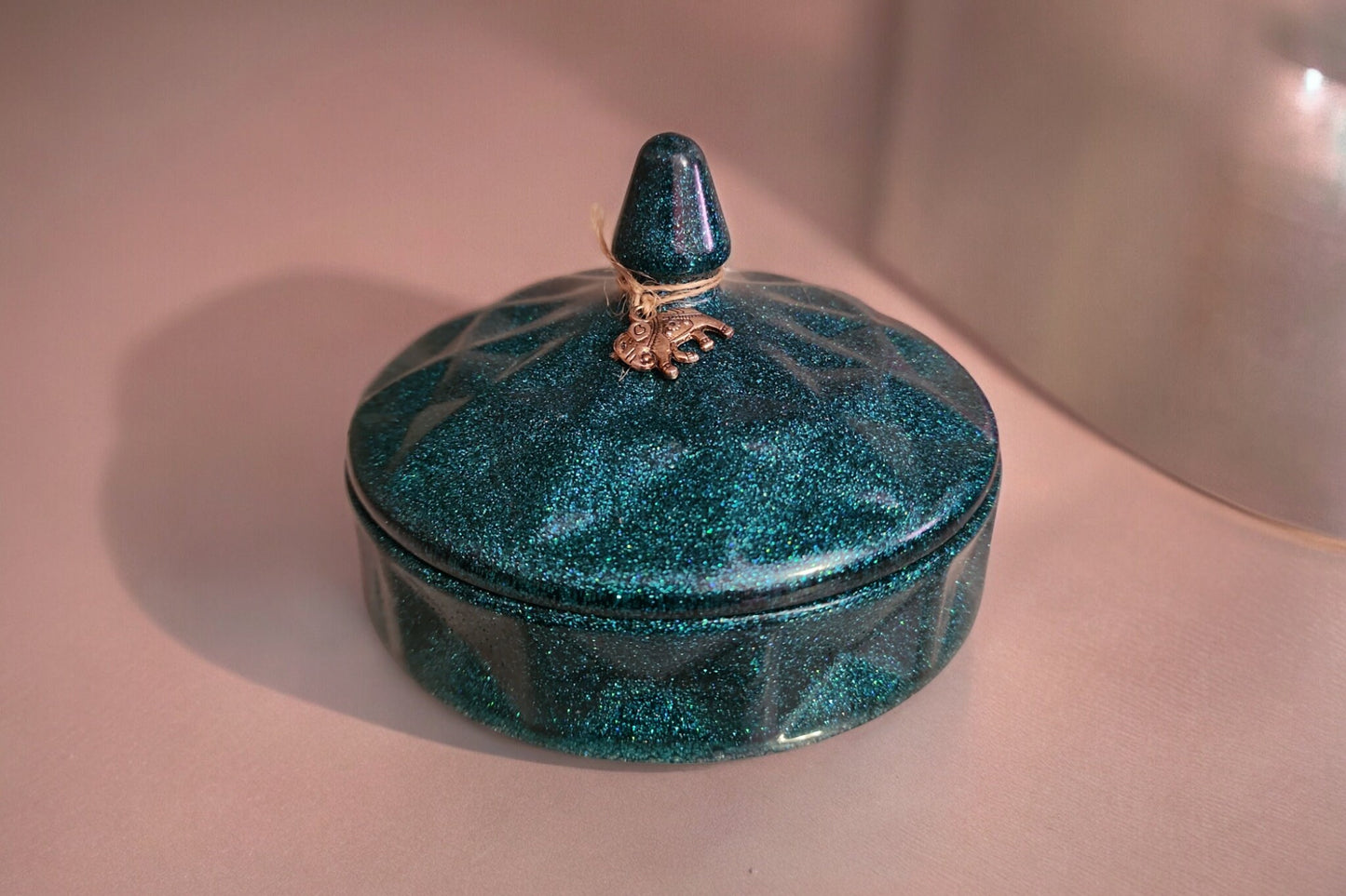 Teal glitter magic jewelry box
