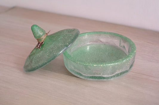 Green glitter jewelry box