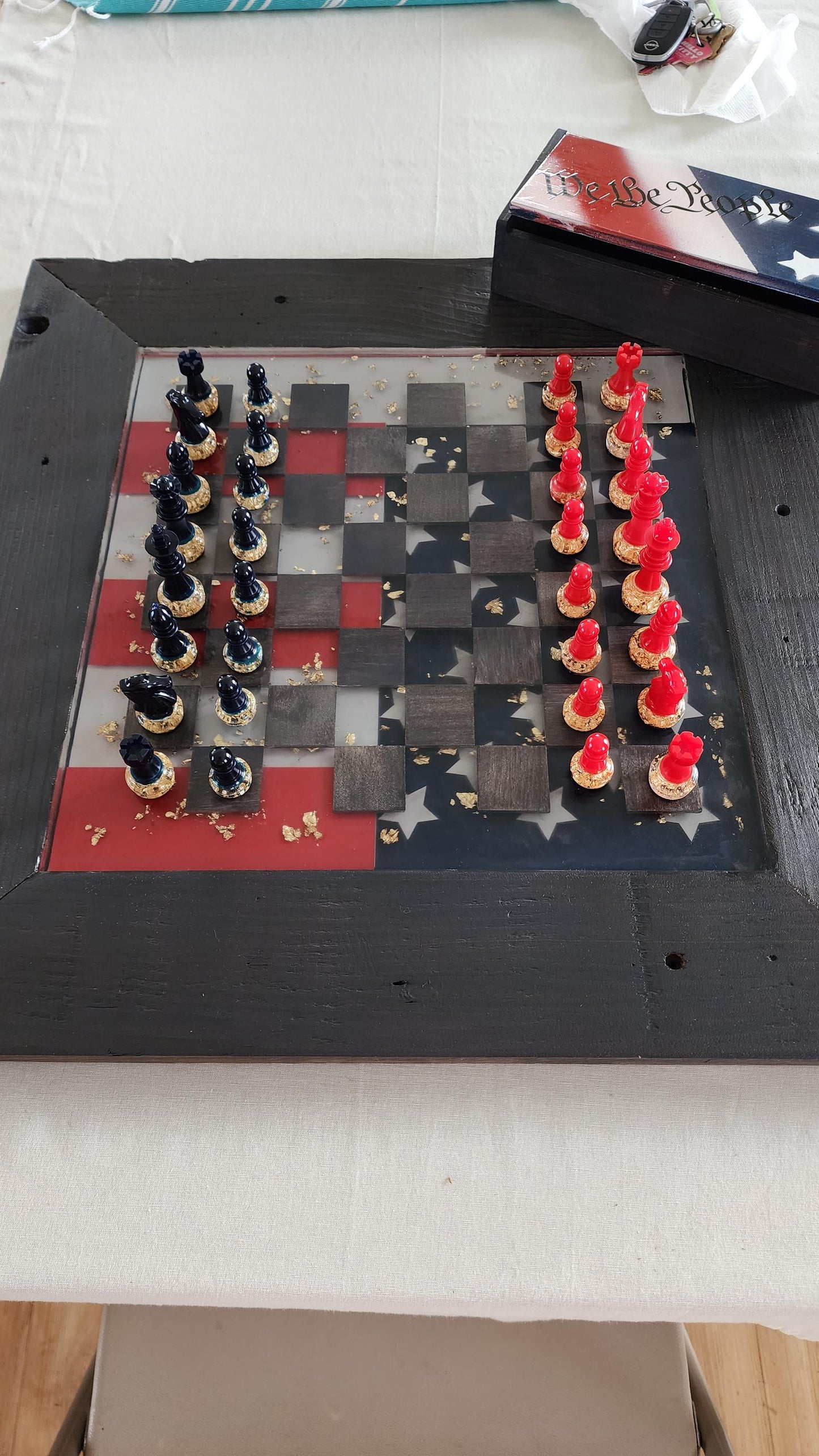 Custom Wood and resin chess set with or without wooden box