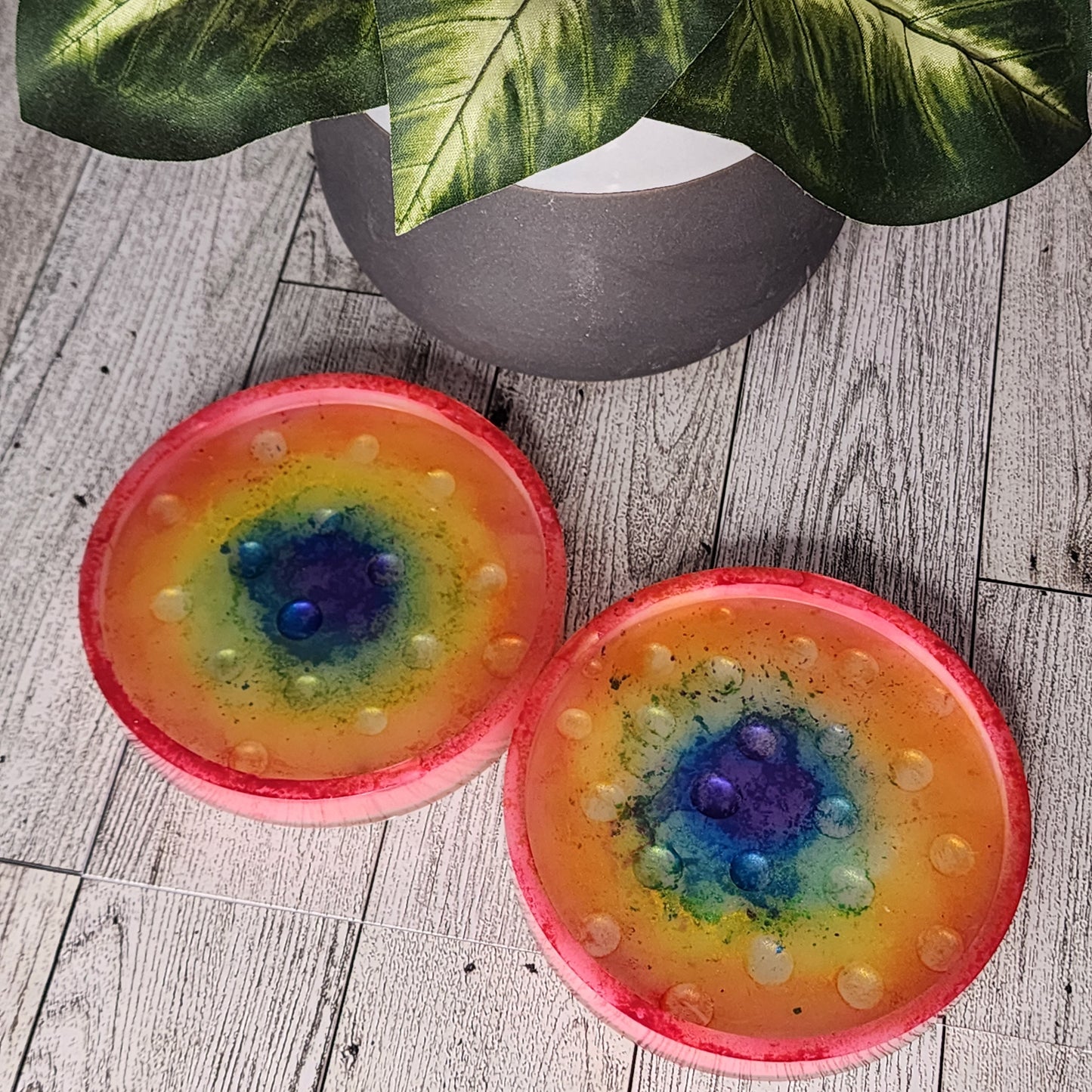 Whimsical resin coasters - set of 2