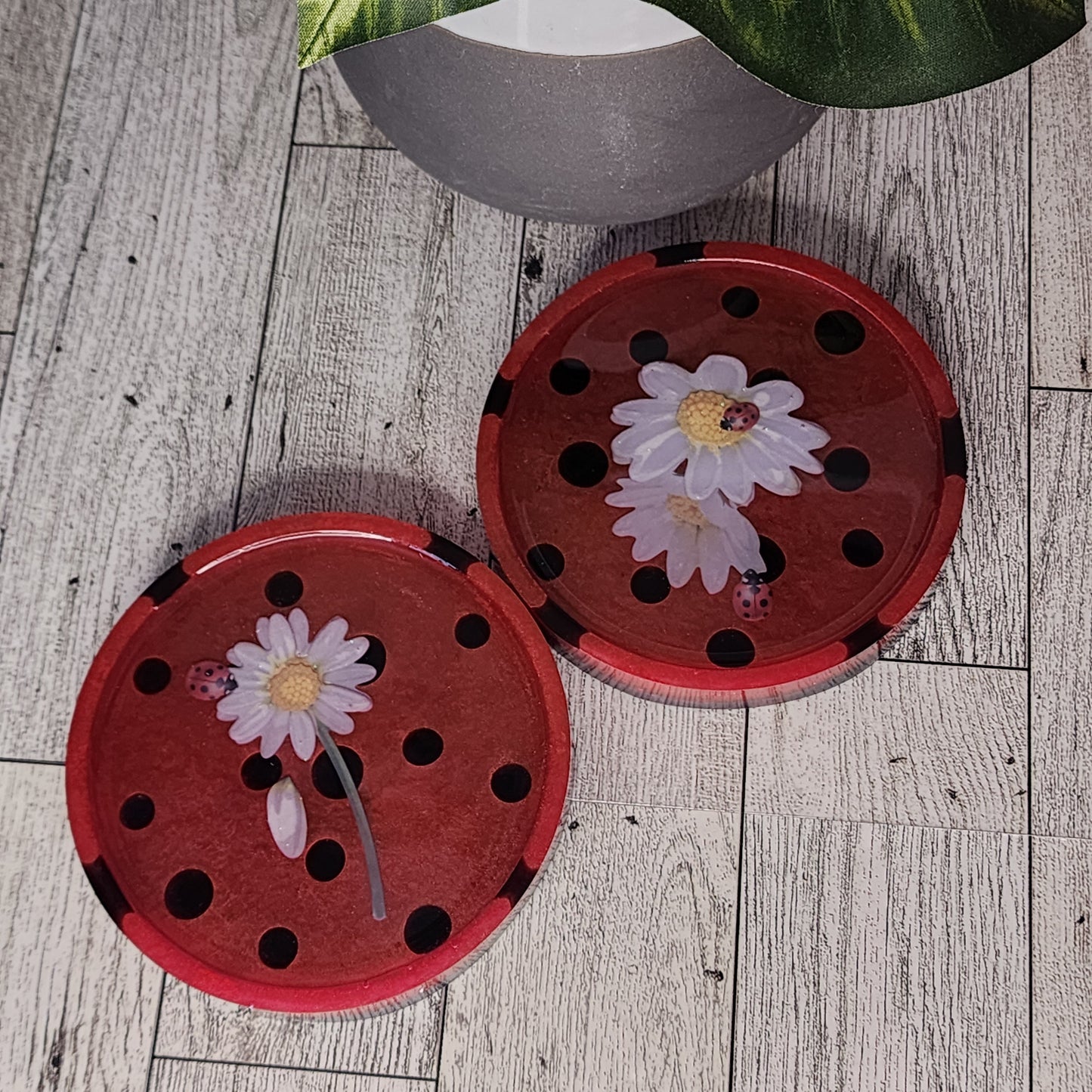 Whimsical resin coasters - set of 2