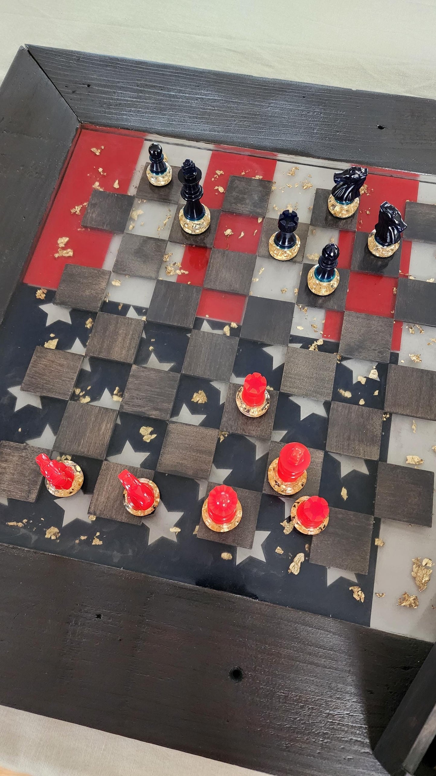 Custom Wood and resin chess set with or without wooden box