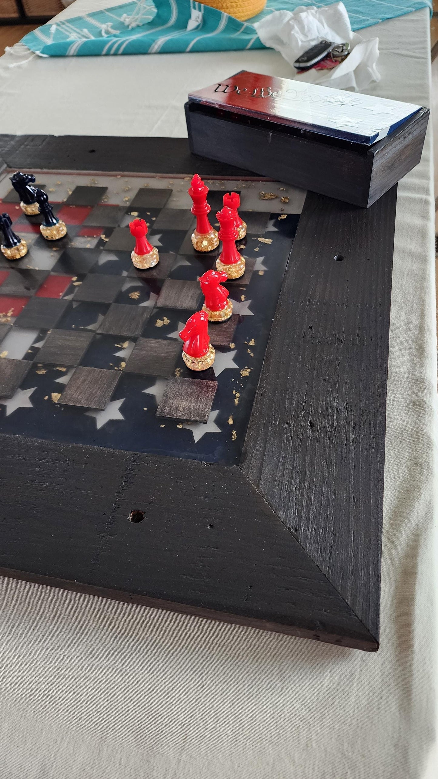 Custom Wood and resin chess set with or without wooden box