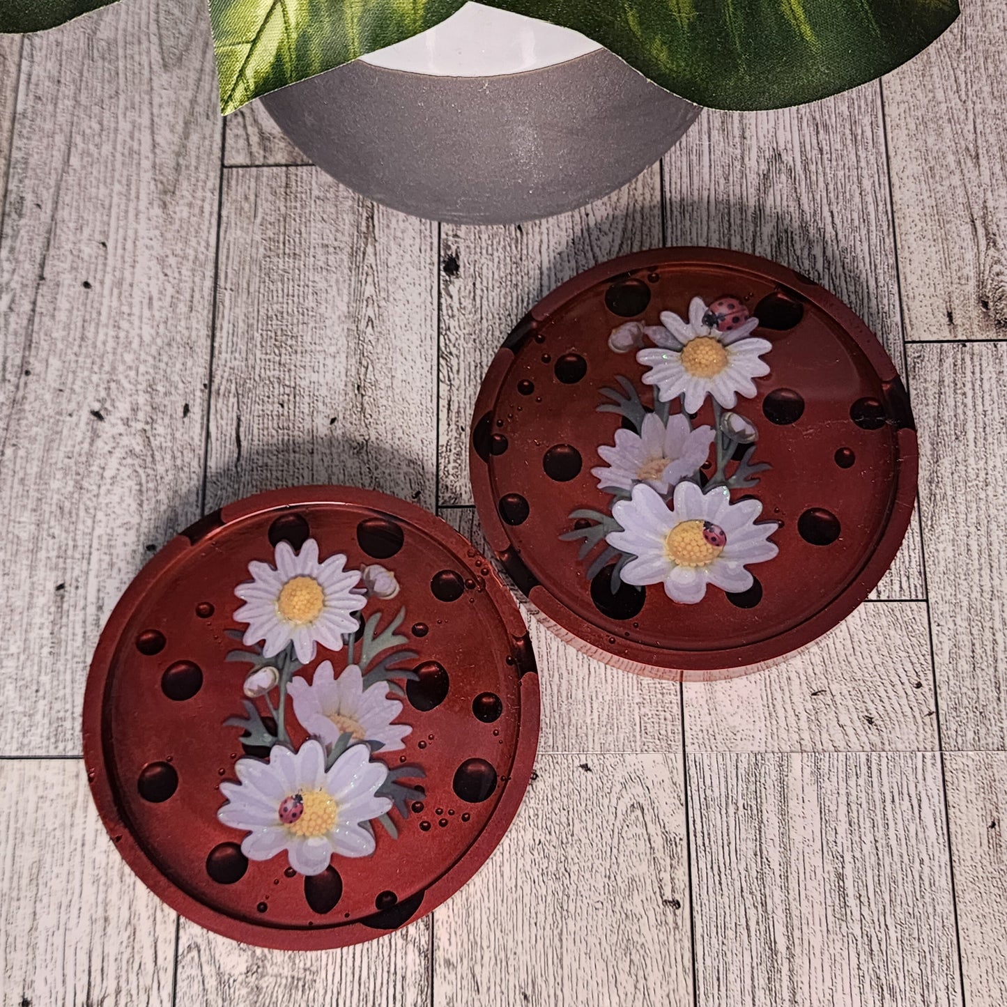 Whimsical resin coasters - set of 2