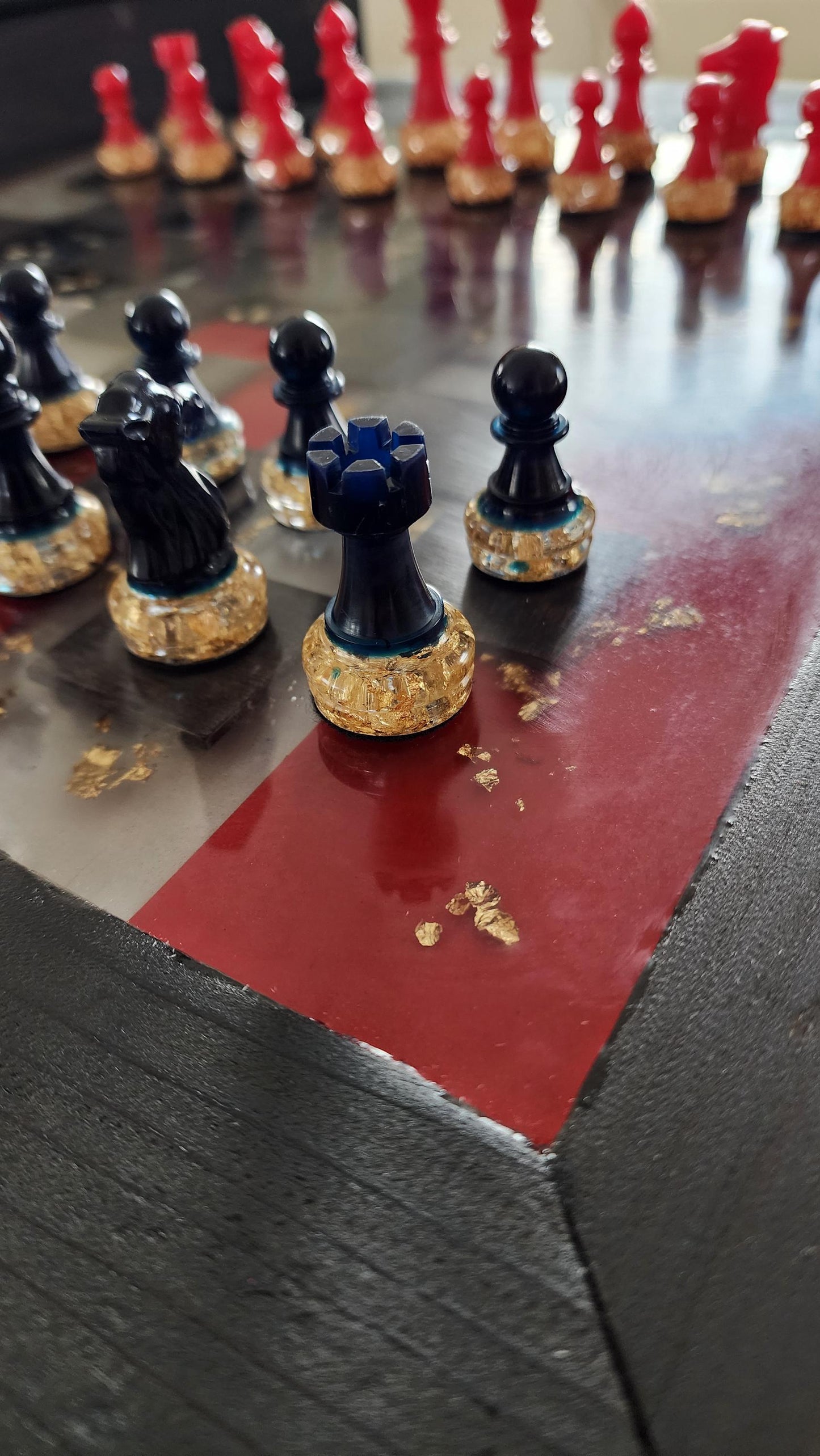 Custom Wood and resin chess set with or without wooden box